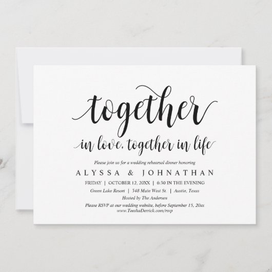 Samen in de liefde, samen in het leven, feestviere kaart (Voorkant)