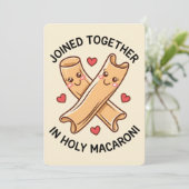 Samen in Heilige Macaroni Grappige Trouw Kaart (Staand voorkant)