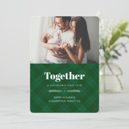 Samen is onze favoriete foto familie kerst feestdagenkaart (Staand voorkant)