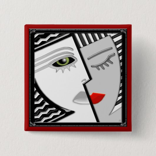 Samen komen (pin) vierkante button 5,1 cm (Voorkant)