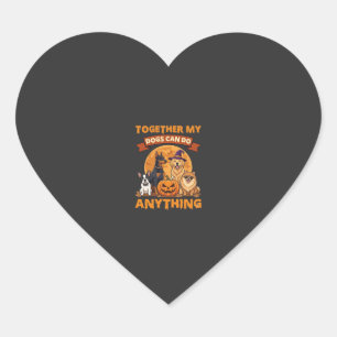 Samen kunnen honden alles Halloween Pompoen Maan Hart Sticker