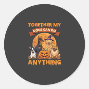 Samen kunnen honden alles Halloween Pompoen Maan Ronde Sticker
