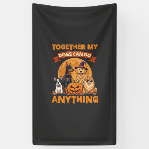 Samen kunnen honden alles Halloween Pompoen Maan Spandoek