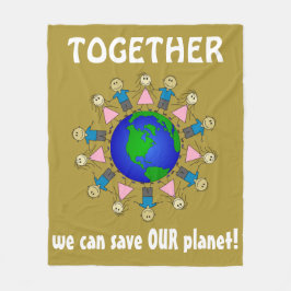 Samen kunnen we onze planeet Cute Message redden Fleece Deken