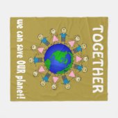 Samen kunnen we onze planeet Cute Message redden Fleece Deken (Voorkant (Horizontaal))