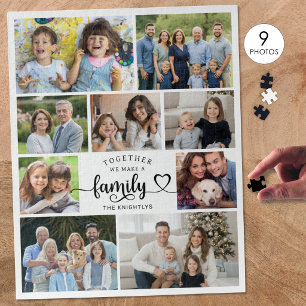 Samen maken we een familie 9 foto hart legpuzzel