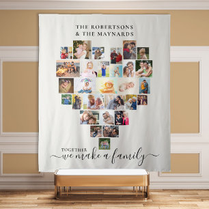 Samen maken we een familie Hart Fotocollage Wandkleed