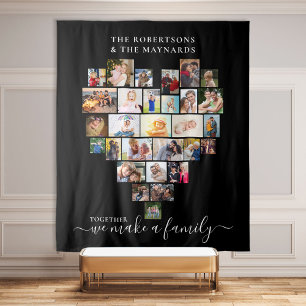 Samen maken we een familiehart 29 Foto Collage Wandkleed