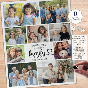 Samen maken we een familiehart van 9 foto's legpuzzel
