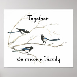 Samen maken we Familie Magpie Bird Quote Poster