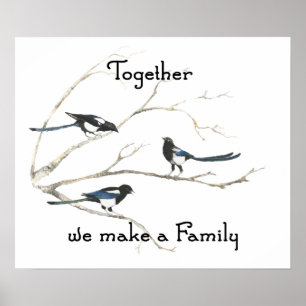 Samen maken we Familie Magpie Bird Quote Poster