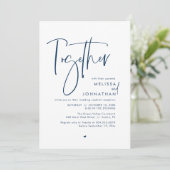 Samen met hun ouders, bruiloft receptie kaart (Staand voorkant)