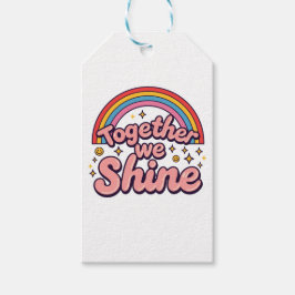 Samen Schijnen We – Regenboog Retro Pride Citaat Cadeaulabel