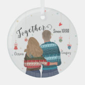 Samen sinds paar kerstversiering glas ornament (Voorkant)