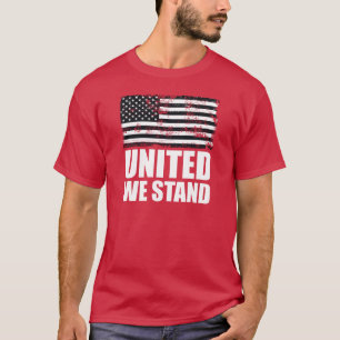 Samen staan we dunne blauwe lijn Grunge USA Vlag T-shirt