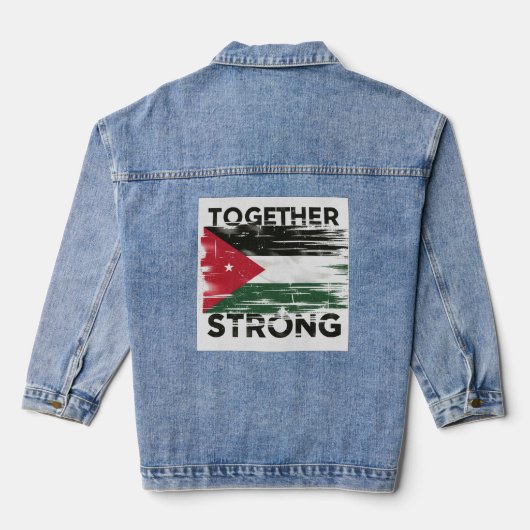 Samen sterke steun Palestina Denim Jacket (Achterkant)