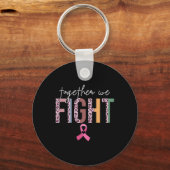 Samen vechten we tegen borstkankerbewustzijn Pink  Sleutelhanger (Voorkant)