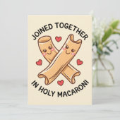 Samen Verbonden In Heilige Macaroni Grappig Huweli Kaart (Staand voorkant)