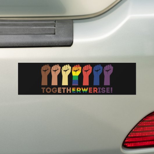 Samen verhogen we de gelijkheid van vrouwen en man bumpersticker (Op auto)