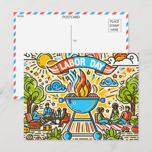 Samen vieren - Dag van de Arbeid BBQ Briefkaart (Voorkant / Achterkant)