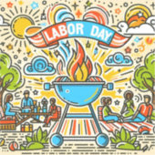 Samen vieren - Dag van de Arbeid BBQ Sticker (Voorkant)