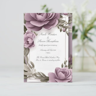 Samen voor altijd Mauve Floral bruiloft uitnodigin