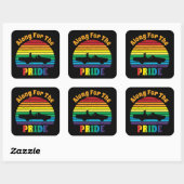 Samen voor de Pride Retro 70's Rainbow Sunset Butt Vierkante Sticker (Vel)