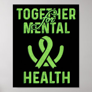 Samen Voor Geestelijke Gezondheid Menselijk Hersen Poster