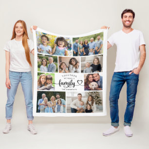 Samen vormen we een familie 9 foto hart fleece deken
