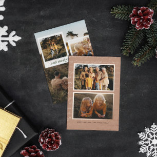 Samen & Vrolijk Nostalgische Vijf Foto Kerstkaar Folie Feestdagenkaart