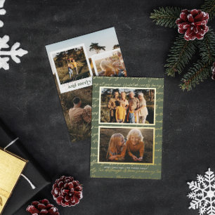 Samen & Vrolijk Nostalgische Vijf Foto Kerstkaar Folie Feestdagenkaart