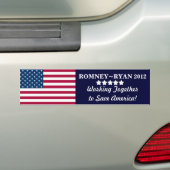 Samen werken aan het redden van Amerika! Romney~Ry Bumpersticker (Op auto)