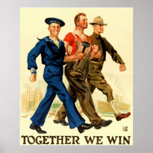 Samen winnen we ~ Wereldoorlog 1. Poster