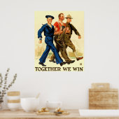 Samen winnen we ~  Wereldoorlog 1. Poster (Keuken)