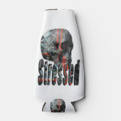 samengeperste schedel vol computerbreinen, flesjeskoeler (Voorkant)