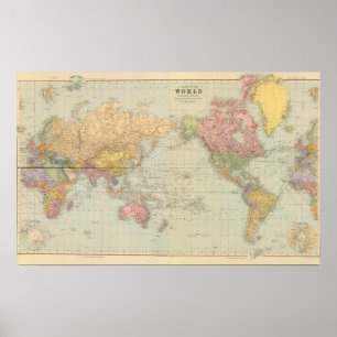 Samengestelde wereld over de projectie van Mercato Poster