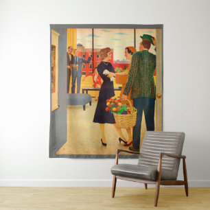 Samenkomen in de Cibulskis's tv kijken Wandkleed