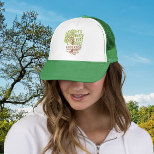 Samenkomst van de familiestamboom met wortels trucker pet