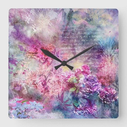 Samenstelling in een patroonmuur vierkante klok (Voorkant)