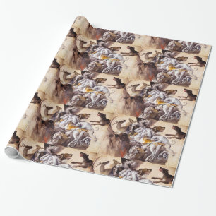 SAMENSTELLING MET DIEREN, HORSEN, DEERS, HONDEN CADEAUPAPIER