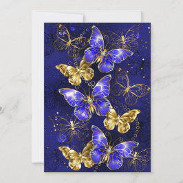 Samenstelling met sapphire Butterflies Feestdagenkaart