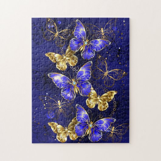 Samenstelling met sapphire Butterflies Legpuzzel (Verticaal)