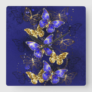 Samenstelling met sapphire Butterflies Vierkante Klok