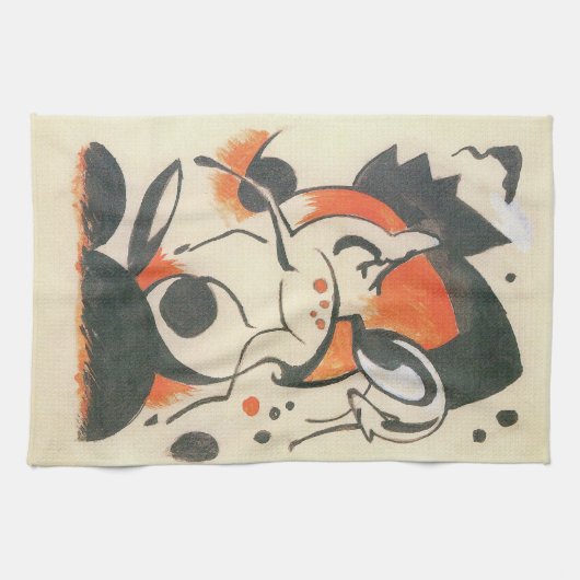 Samenstelling met Two Deer door Franz Marc Theedoek (Horizontaal)