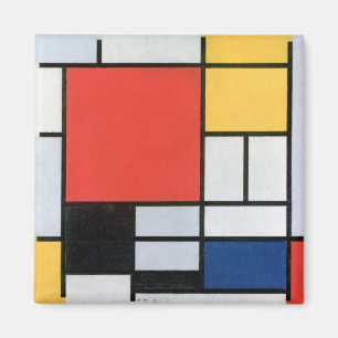 Samenstelling Rood, Geel, Blauw, Zwart, Mondriaan Magneet