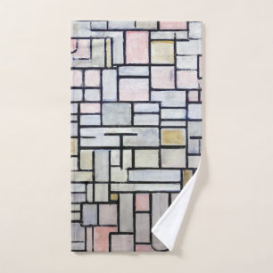 Samenstelling Roze en grijs, Mondriaan Handdoek