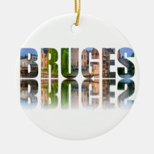 Samenstelling tekstfoto's van Brugge Keramisch Ornament