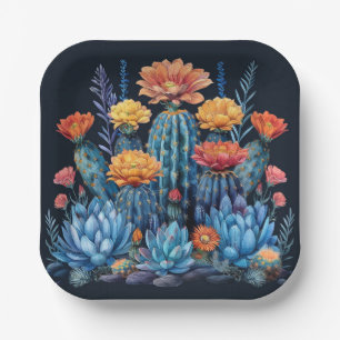 Samenstelling van bloeiende cactussen, vetplanten papieren bordje