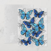 Samenstelling van witte en blauwe vlinders advieskaart (Voorkant / Achterkant)