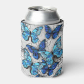Samenstelling van witte en blauwe vlinders blikjeskoeler (Blikje Voorkant)